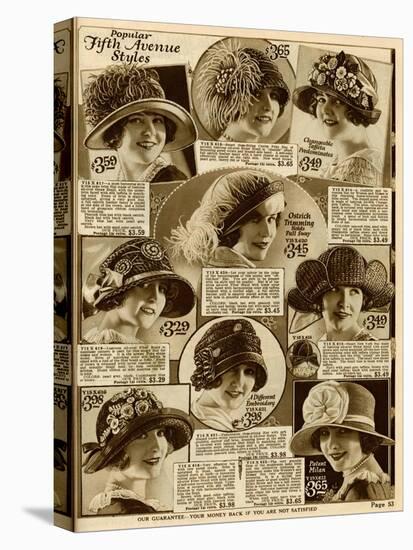 American Hat Fashion 1924-null-Stretched Canvas