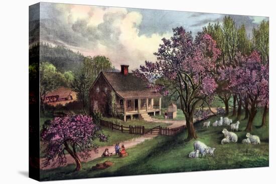 American Homestead in Spring, 1869-Currier & Ives-Premier Image Canvas