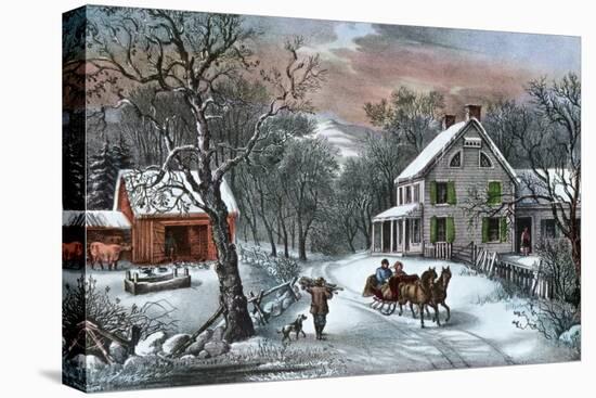 American Homestead in Winter, 1868-Currier & Ives-Premier Image Canvas