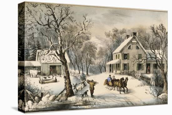 American Homestead Winter-Currier & Ives-Premier Image Canvas
