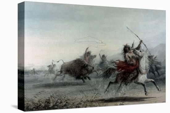 American Indians on Bison Hunt-Alfred Jacob Miller-Stretched Canvas