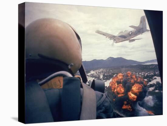 American Jets Dropping Napalm on Viet Cong Positions Early in the Vietnam Conflict-Larry Burrows-Premier Image Canvas
