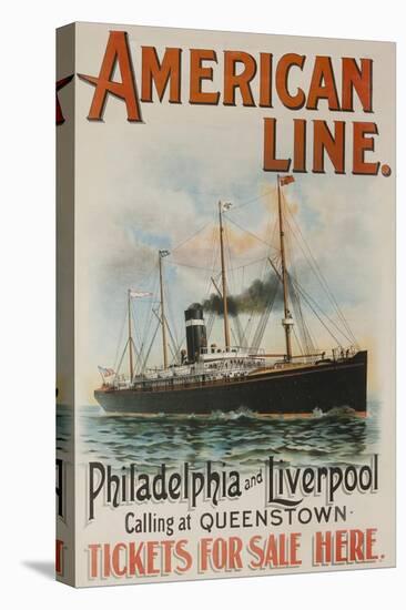 American Line Philadelphia and Liverpool Cruise Line Travel Poster-null-Premier Image Canvas