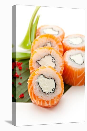 American Maki Sushi - Philadelphia Roll Made of Cream Cheese  Inside. Fresh Raw Salmon Outside-svry-Premier Image Canvas