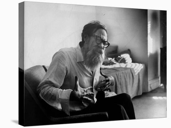 American Poet John Berryman Expressing Himself While Sitting in His Semi Empty Apartment-Mark Kauffman-Premier Image Canvas