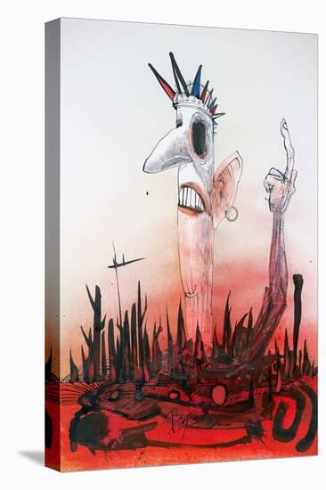 American Politics 10, 1998 (ink and collage on paper)-Ralph Steadman-Premier Image Canvas