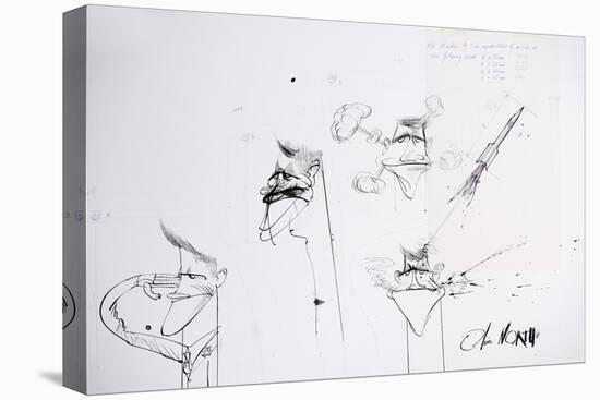 American Politics 13, Oliver North (ink on paper)-Ralph Steadman-Premier Image Canvas