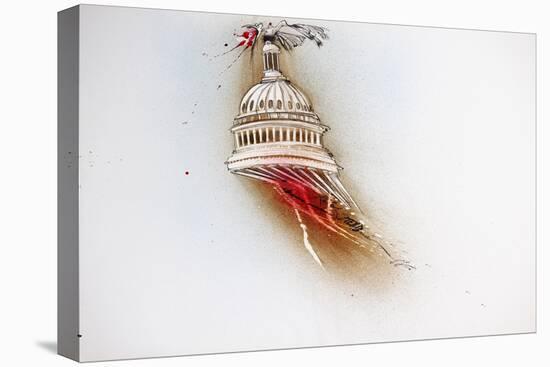 American Politics 20, Capital Hill Flight, 1998 (ink and acrylic on paper)-Ralph Steadman-Premier Image Canvas