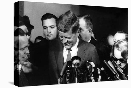 American President John F. Kennedy During a Press Conference, November 29, 1960-null-Stretched Canvas