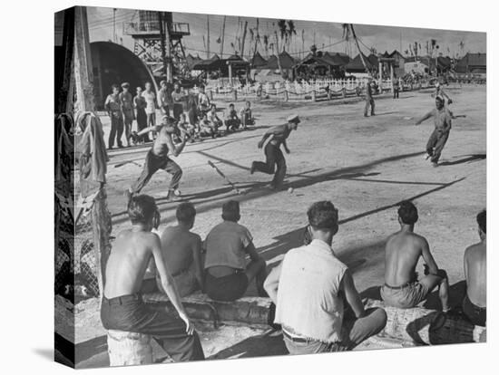 American Servicemen Playing Baseball on a Makeshift Field-Peter Stackpole-Premier Image Canvas