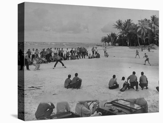 American Servicemen Playing Softball on an Idle Stretch of Runway While Other Soldiers Look On-J^ R^ Eyerman-Premier Image Canvas