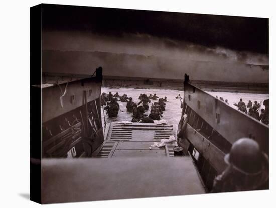 American Soldiers Wade from Landing Craft to the Omaha Beach, D-Day, June 6, 1944-null-Stretched Canvas