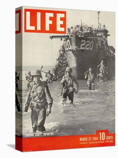 American Troops Wading Ashore from Landing Craft During the Invasion of Salerno, March 27, 1944-George Rodger-Premier Image Canvas
