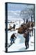 Amish Country - Gathering Firewood Winter Scene-Lantern Press-Stretched Canvas