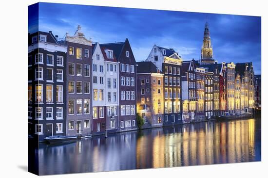 Amsterdam Old City at Night with the Oude Church-George Oze-Premier Image Canvas