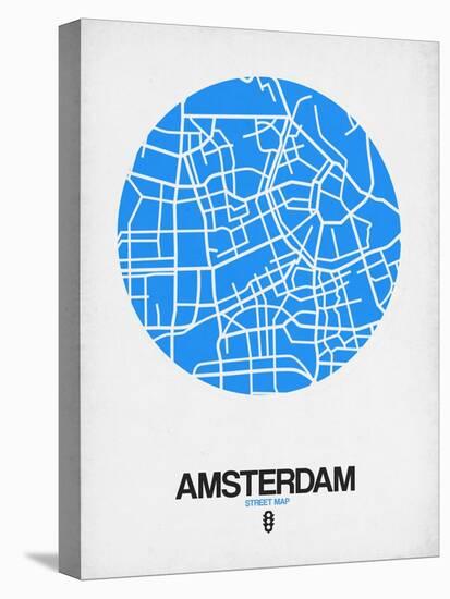 Amsterdam Street Map Blue-NaxArt-Stretched Canvas