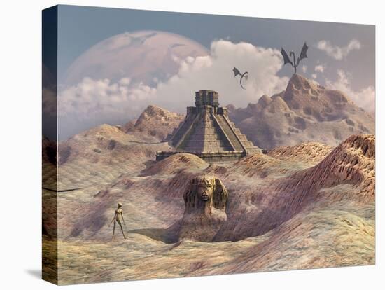 An Alien World with Earth-Like Structures-Stocktrek Images-Premier Image Canvas