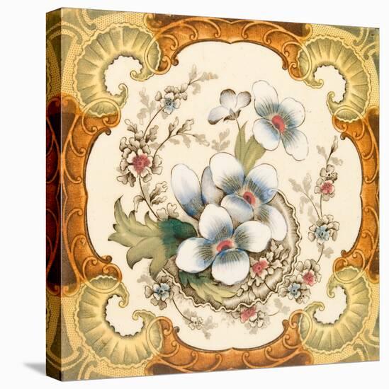 An Antique Victorian Wall or Fire Place Tile with Floral Design Within a Classical Cartouche, C1880-Chris_Elwell-Stretched Canvas