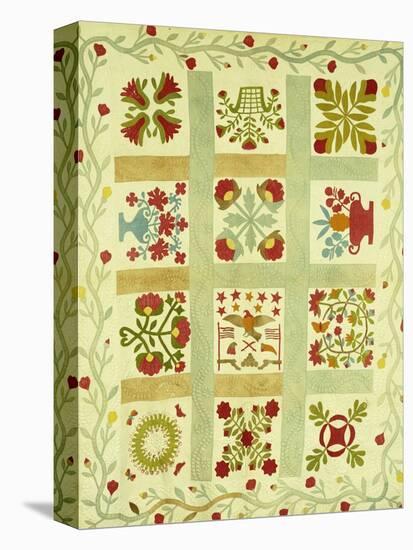 An Appliqued and Stuffed Cotton Quilted Coverlet, American, Mid 19th Century-null-Premier Image Canvas