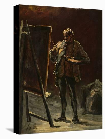 An Artist, C.1870?-75 (Oil on Canvas, Mounted on Panel)-Honore Daumier-Premier Image Canvas