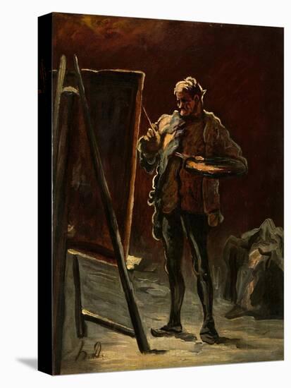 An Artist, C.1870-75 (Oil on Canvas, Mounted on Panel)-Honore Daumier-Premier Image Canvas