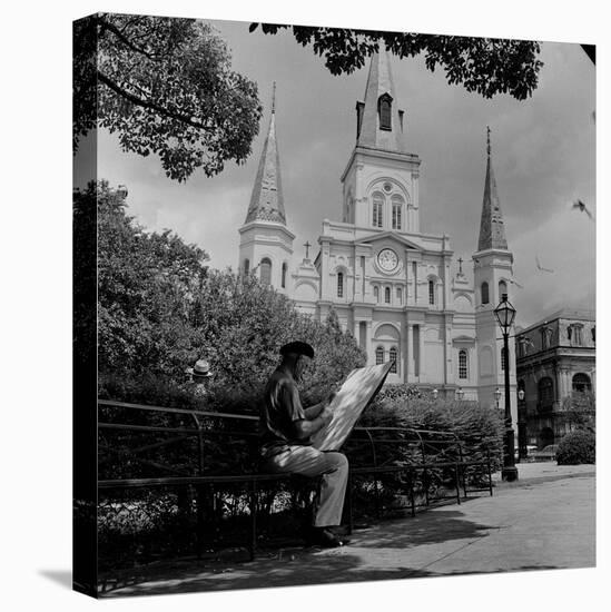 An Artist Sketches St. Louis Cathedral-null-Premier Image Canvas