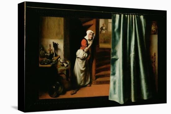 An Eavesdropper with a Woman Scolding, 1655-Nicholaes Maes-Premier Image Canvas