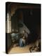 An Elderly Woman at Her Spinning Wheel, Eating Porridge Par Dou, Gerard (Gerrit) (1613-1675). Oil O-Gerrit or Gerard Dou-Premier Image Canvas