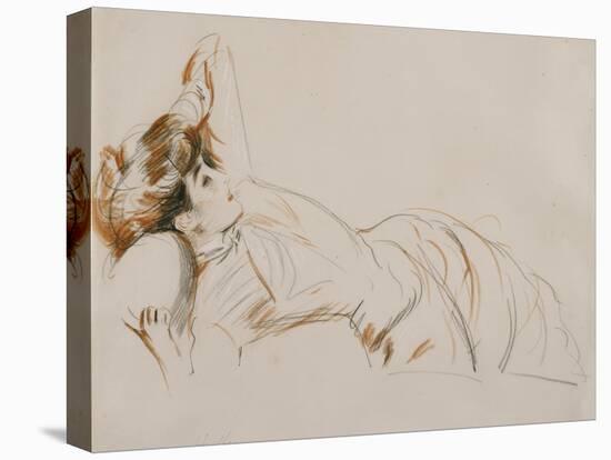 An Elegant Lady Reclining-Paul Cesar Helleu-Premier Image Canvas