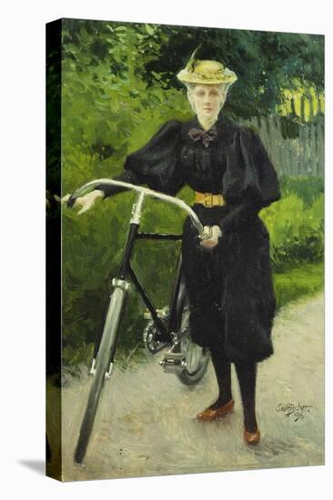 An Elegant Lady with a Bicycle-Paul Fischer-Premier Image Canvas