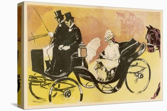 An Elegant Parisienne Drives with Her Dog in an Open Carriage in the Bois de Boulogne-Minartz-Stretched Canvas