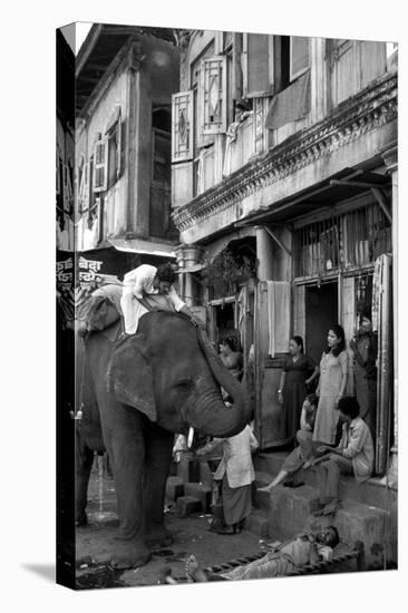 An Elephant Collects Tips from the Prostitutes on Falkland Road for Good Luck, Mumbai, 1980-null-Premier Image Canvas