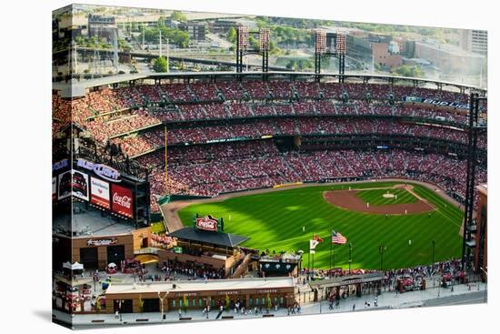 An elevated view of the third Busch Stadium, St. Louis, Missouri, where the Pittsburgh Pirates b...-null-Premier Image Canvas