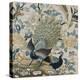 An Embroidered Roundel of Cream Satin, with a Pair of Peacocks and Other Birds Among Flowers-null-Premier Image Canvas