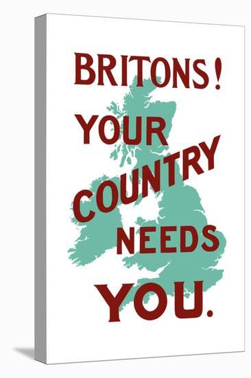 An English World War One Poster with the Outline of Great Britain-Stocktrek Images-Stretched Canvas