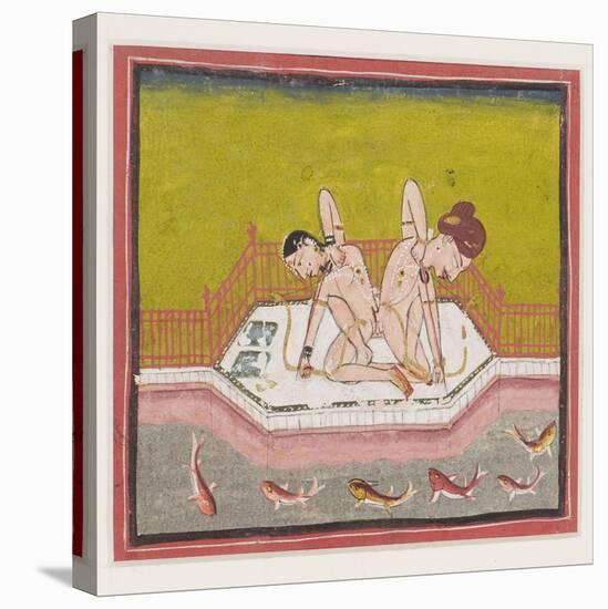 An Erotic Scene by the Edge of a River, C.1900 (Gouache and Gold on Paper.)-null-Premier Image Canvas
