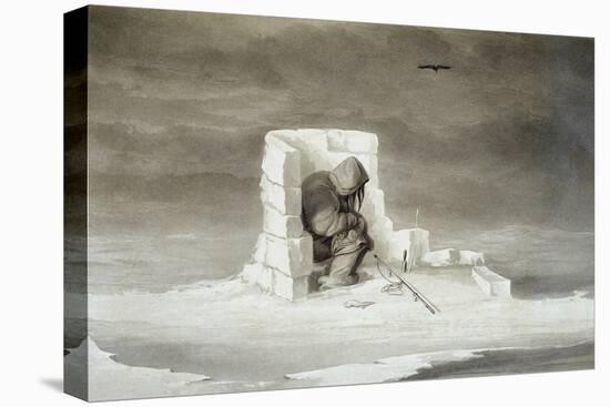 An Eskimo Watching a Seal Hole-Edward Finden-Premier Image Canvas
