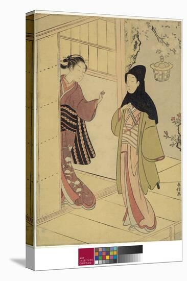 An Evening Visit (A Parody of Junidan Soshi), C. 1767 (Colour Woodblock Print)-Suzuki Harunobu-Premier Image Canvas