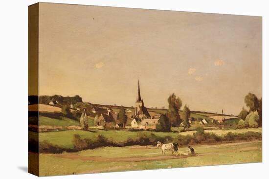 An Extensive Landscape with a Ploughman and a Village Beyond-Henri-Joseph Harpignies-Premier Image Canvas