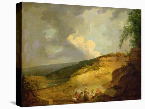 An Extensive Mountainous Landscape with a Gypsy Encampment in the Foreground-George Morland-Premier Image Canvas