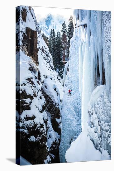 An Ice Climber Ascends A Route In Ouray, Colorado-Dan Holz-Premier Image Canvas