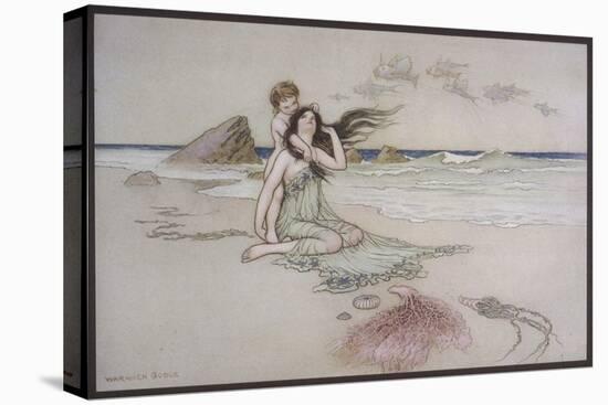 An Illustration to the Song of the River: Play by Me Bathe in Me Mother and Child-Warwick Goble-Premier Image Canvas