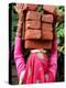 An Indian Woman Construction Worker Stacks Bricks on Her Head-null-Premier Image Canvas