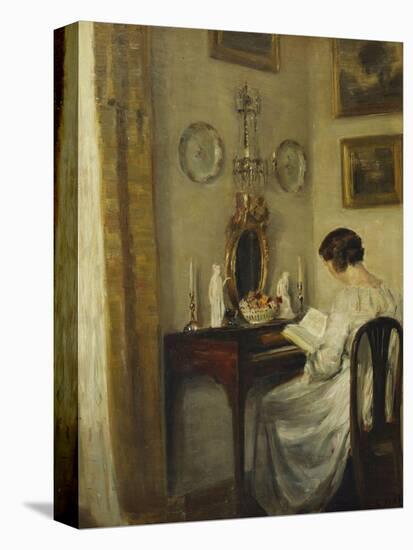 An Interior with a Girl Reading at a Desk-Carl Holsoe-Premier Image Canvas