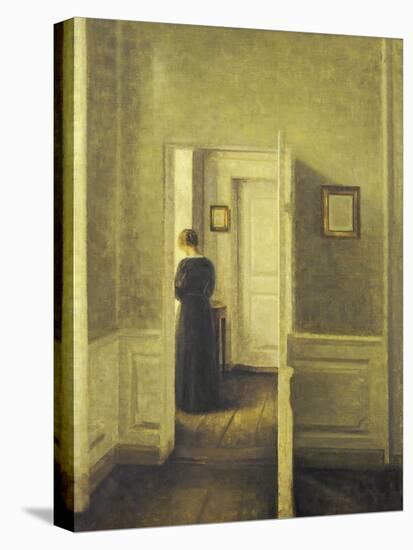 An Interior with a Woman, Painted in 1913-Vilhelm Hammershoi-Premier Image Canvas