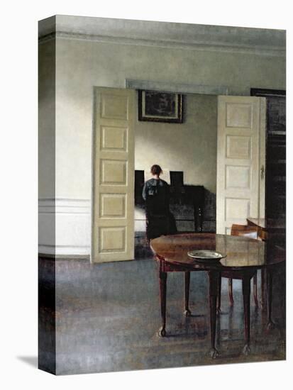 An Interior with a Woman Playing Piano, 1910-Vilhelm Hammershoi-Premier Image Canvas