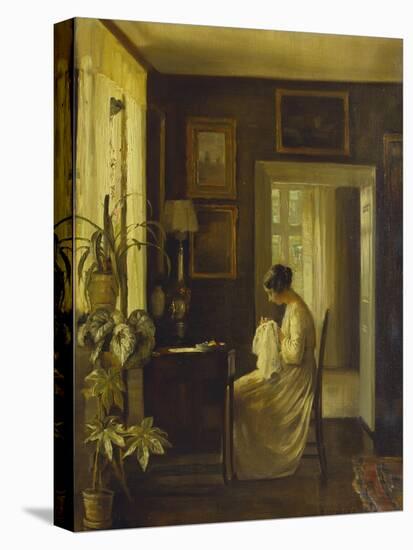 An Interior with a Woman Sewing-Carl Holsoe-Premier Image Canvas