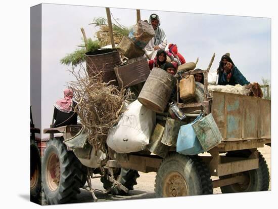 An Iraqi Family and Their Sheep Ride on Their Tractor to Fetch Water Outside the Town of Najaf-null-Premier Image Canvas