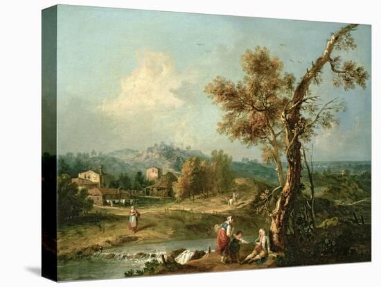 An Italianate River Landscape with Travellers-Francesco Zuccarelli-Premier Image Canvas