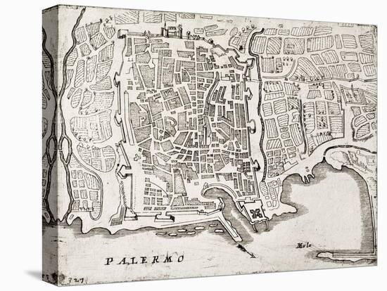 An Old Map Of Palermo, The Main Town In Sicily-marzolino-Stretched Canvas